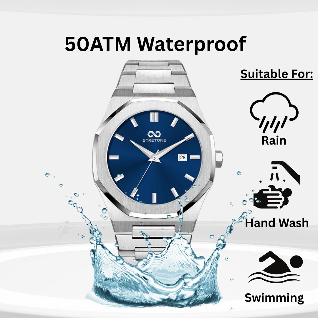 Watches Men Octagonal 5ATM Waterproof Business Casual Fashion Mens Japanese Quartz Stainless Steel Luminous Wrist Watch Gift for Men