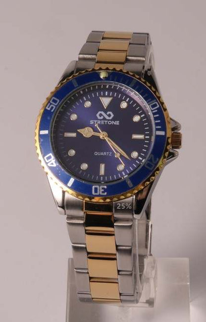 Mens Fashion stainless steel Business Wrist Watch Gold Blue Silver