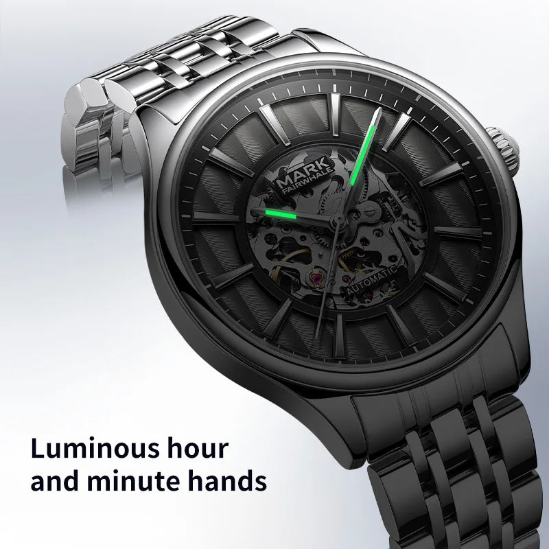Men's Unique Mechanical Skeleton watch Dial Luxury Wristwatch Waterproof Automatic Stainlkess Steel