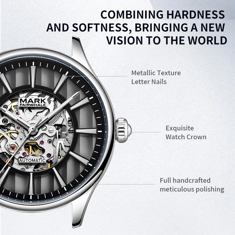 Men's Unique Mechanical Skeleton watch Dial Luxury Wristwatch Waterproof Automatic Stainlkess Steel