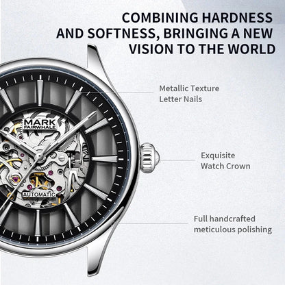 Men's Unique Mechanical Skeleton watch Dial Luxury Wristwatch Waterproof Automatic Stainlkess Steel