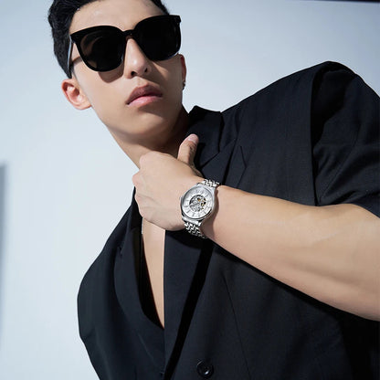 Men's Unique Mechanical Skeleton watch Dial Luxury Wristwatch Waterproof Automatic Stainlkess Steel