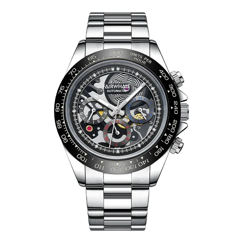 Luxury Men’s Skeleton Watch – Automatic Mechanical, Coated Glass Mirror