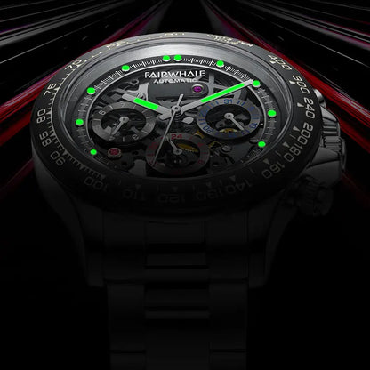 Luxury Men’s Skeleton Watch – Automatic Mechanical, Coated Glass Mirror