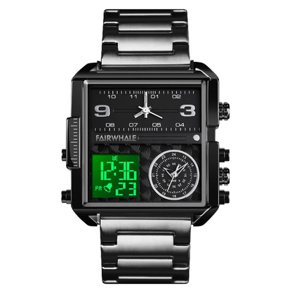 Men's Unique Square Digital/Analog Watch