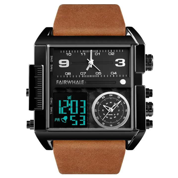 Men's Unique Square Digital/Analog Watch