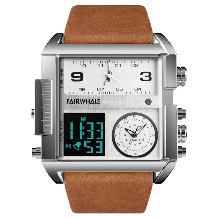 Men's Unique Square Digital/Analog Watch