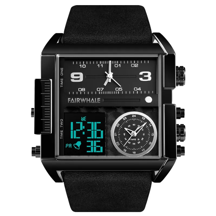 Men's Unique Square Digital/Analog Watch