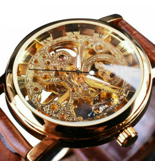 Men's Vintage Mechanical Leather Watch