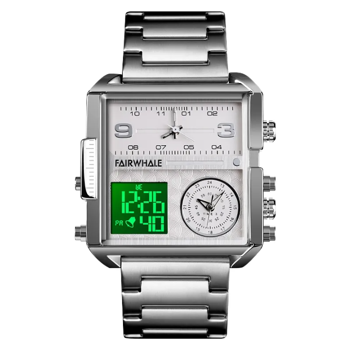 Men's Unique Square Digital/Analog Watch