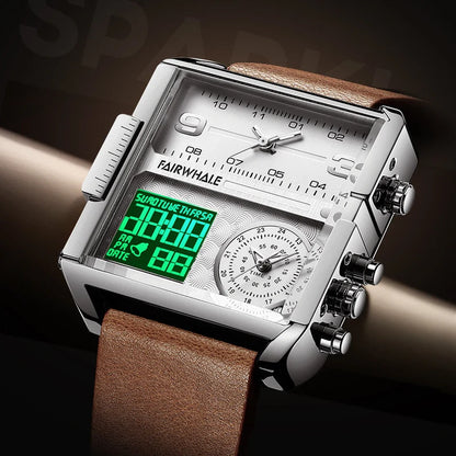 Men's Unique Square Digital/Analog Watch