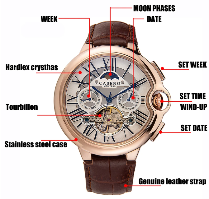 Men's Vintage Watch Tourbillon Mechanical