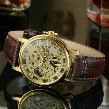 Men's Vintage Mechanical Leather Watch